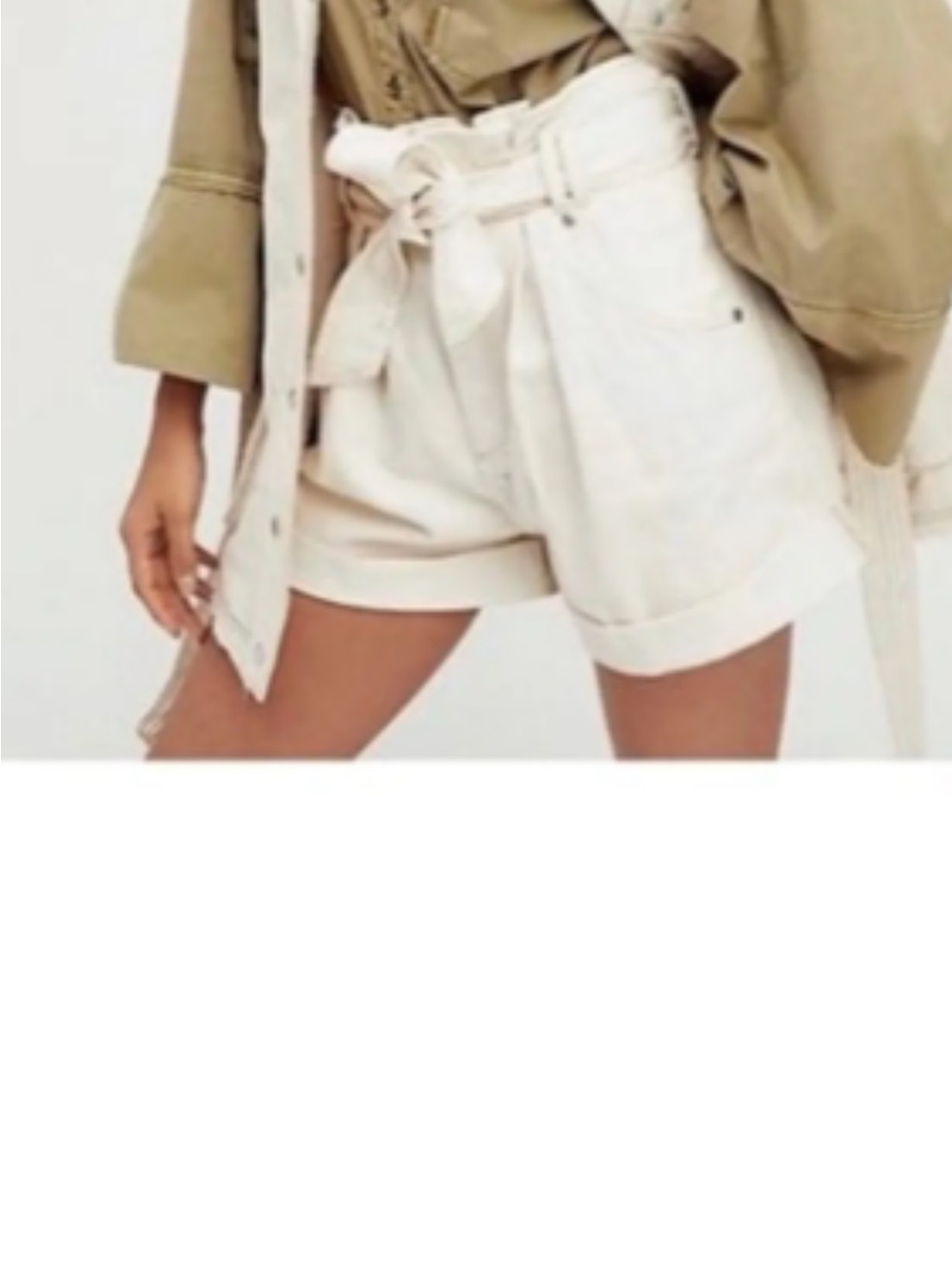 We The Free High-Waist Paperbag Shorts in Cream
